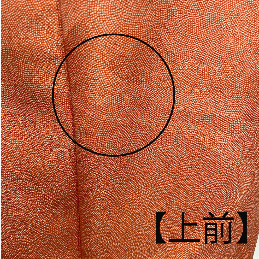 小紋 身丈148cm 裄丈60cm 袷 江戸小紋 流水 鮫 人参色 正絹 Cランク 朱系 1115002145116