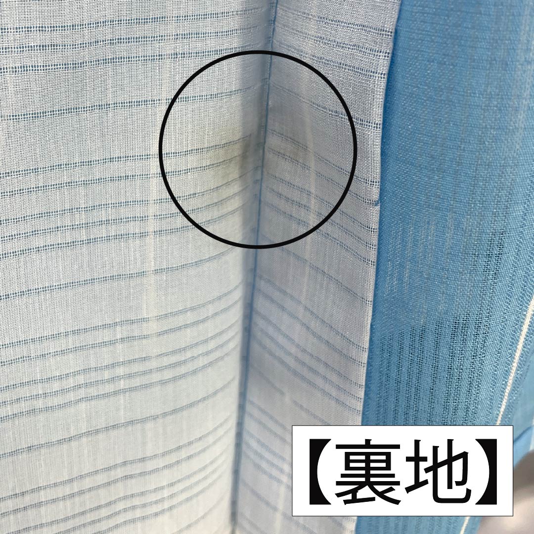 夏物 ポリエステル 小紋 身丈161cm 裄丈68cm 浅藍色(うすらんいろ) 竪絽 縞 鶴 絽 Bランク 水色系 1132002484424