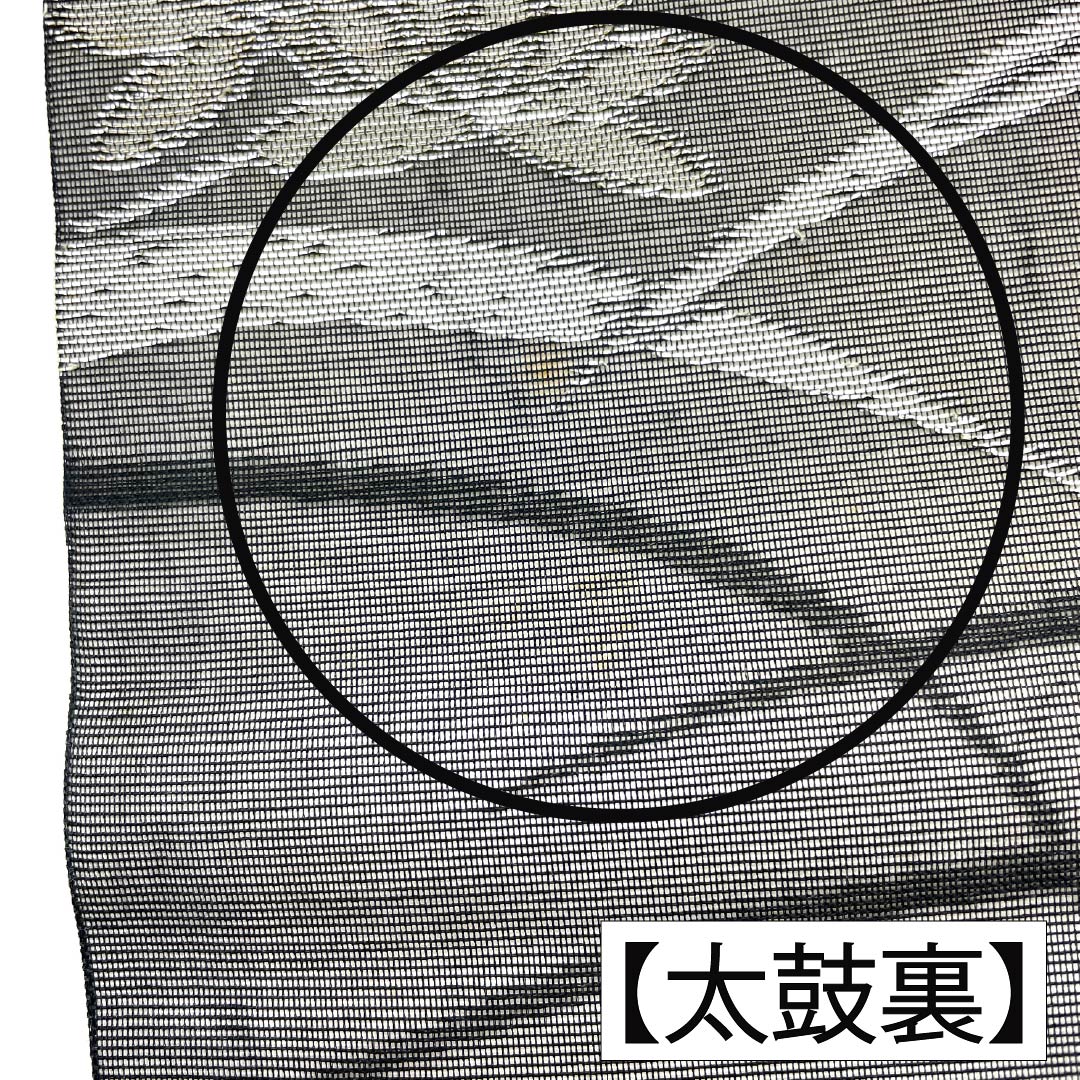 名古屋帯 正絹 Aランク 開き仕立て 黒色(くろいろ) 夏帯 草花模様 帯丈353cm 六通 セミフォーマル 黒系 1124012933310
