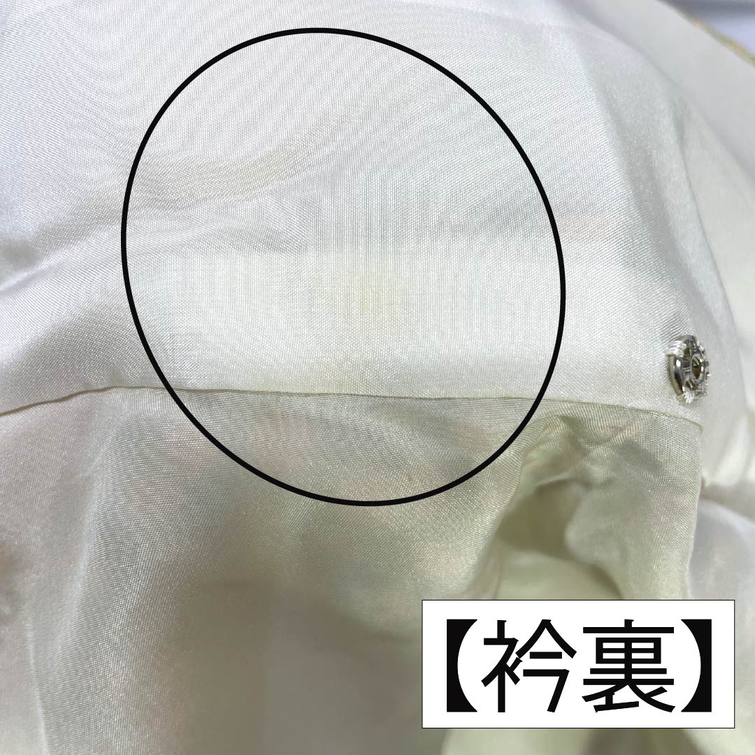 訪問着 正絹 Bランク 袷 身丈160.5cm 裄丈65.5cm 硫黄色(いおういろ) 総絞り 草花 緑系 1112007444419