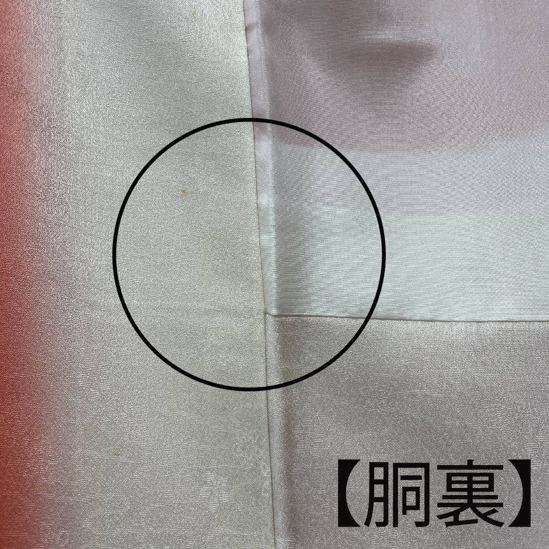振袖 身丈166cm 裄丈63cm 袷 中紅色 鉾 草花模様 正絹 Aランク 朱系 1113001463516