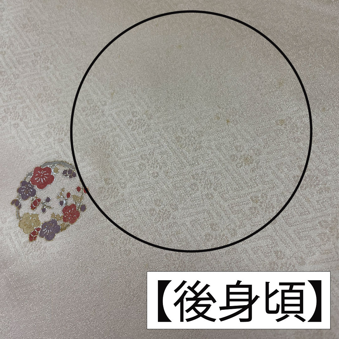 Komon, pure silk, length 162cm, sleeve length 64cm, lined, light color, Kyoto Yuzen, embroidery, B rank, cream color, 1115004204415