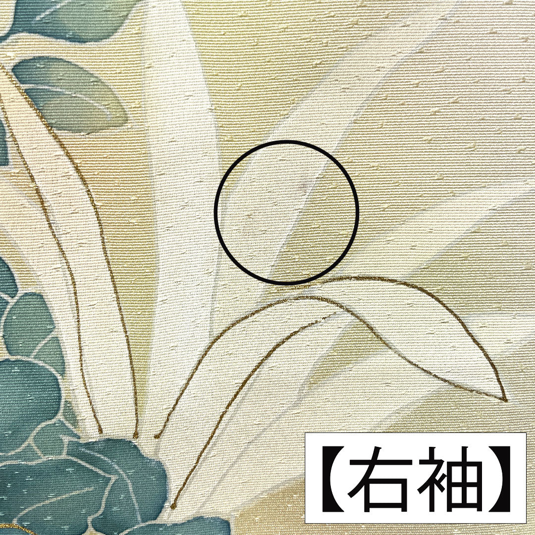 訪問着 正絹 袷 身丈156.5cm 裄丈63cm 淡黄色(たんこうしょく) 京友禅 草花模様 Aランク 黄系 1112005393323