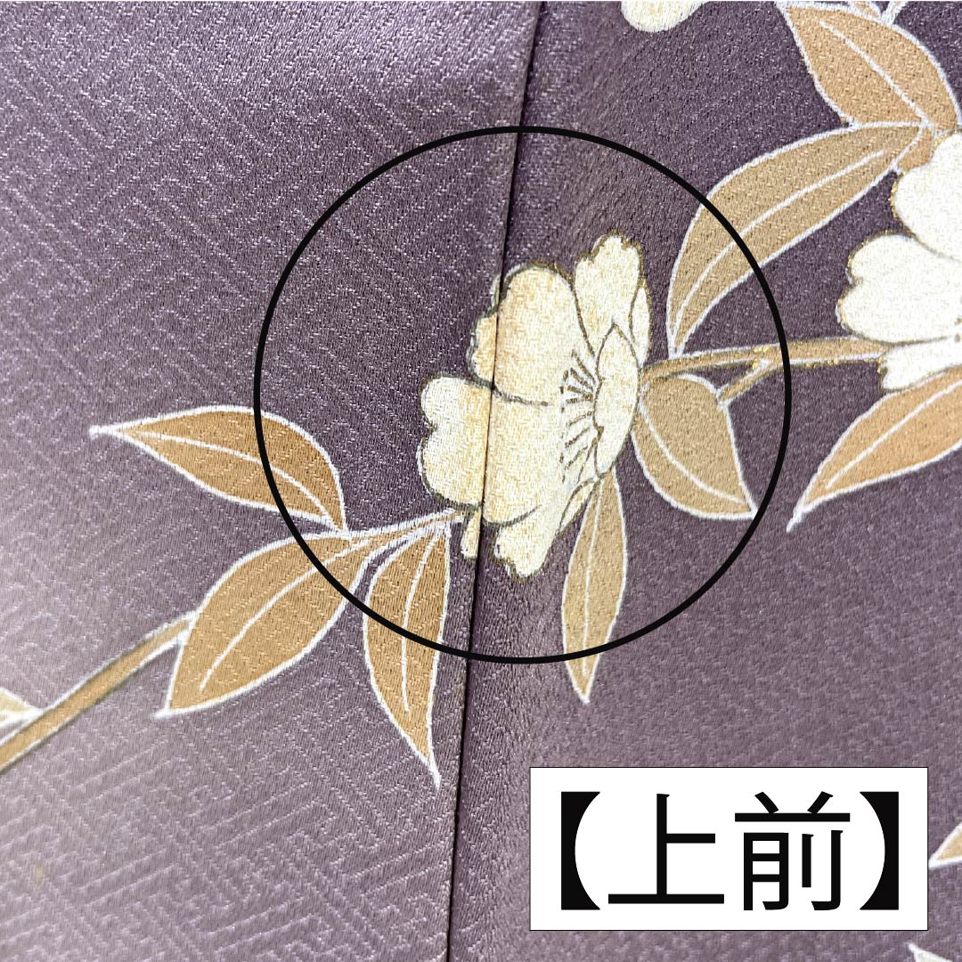 訪問着 正絹 Bランク 袷 身丈164cm 裄丈64.5cm 紅掛鼠色(べにかけねずいろ) 京友禅 一つ紋 草木 紫系 1112007044420