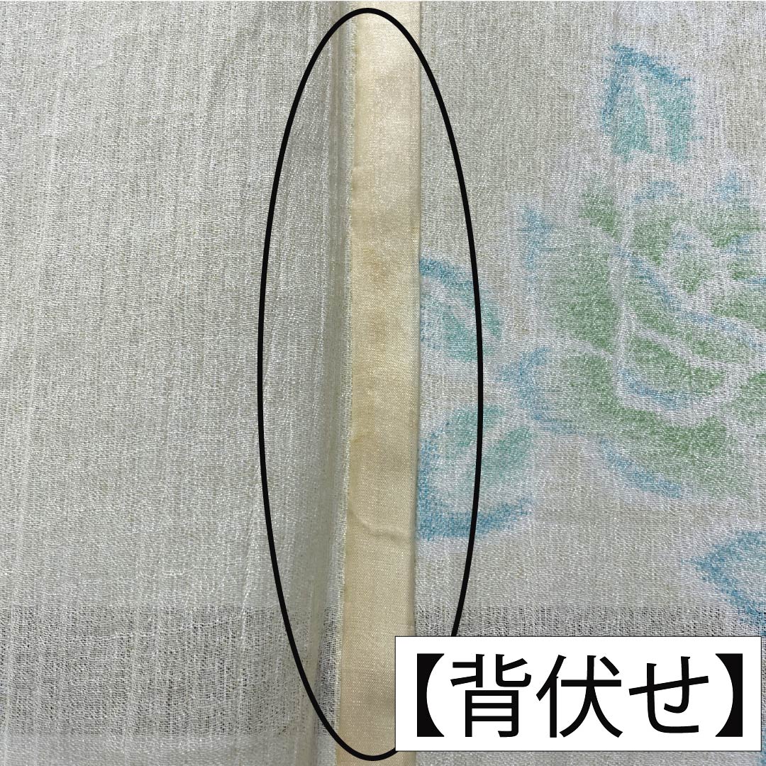 夏物 ポリエステル 紬 Aランク 身丈152.5cm 裄丈62cm 牙黄色(げおういろ) 薔薇 縮風 紗 黄系 1132006333223