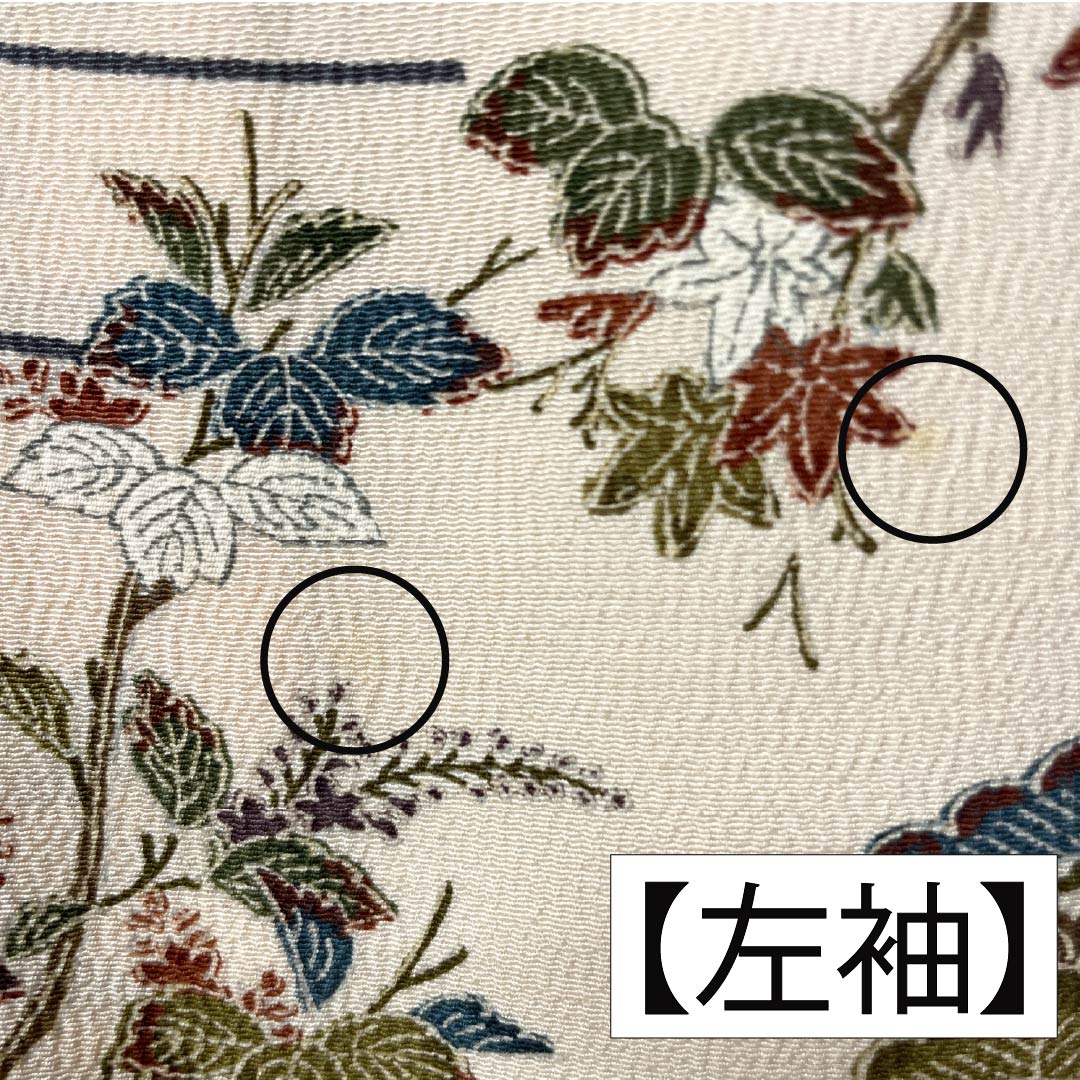 小紋 正絹 身丈156.5cm 裄丈62cm 袷 砥粉色(とのこいろ) 型染 時代絵巻 Bランク クリーム系 1115005054315