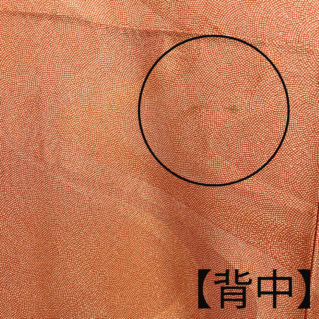 小紋 身丈148cm 裄丈60cm 袷 江戸小紋 流水 鮫 人参色 正絹 Cランク 朱系 1115002145116
