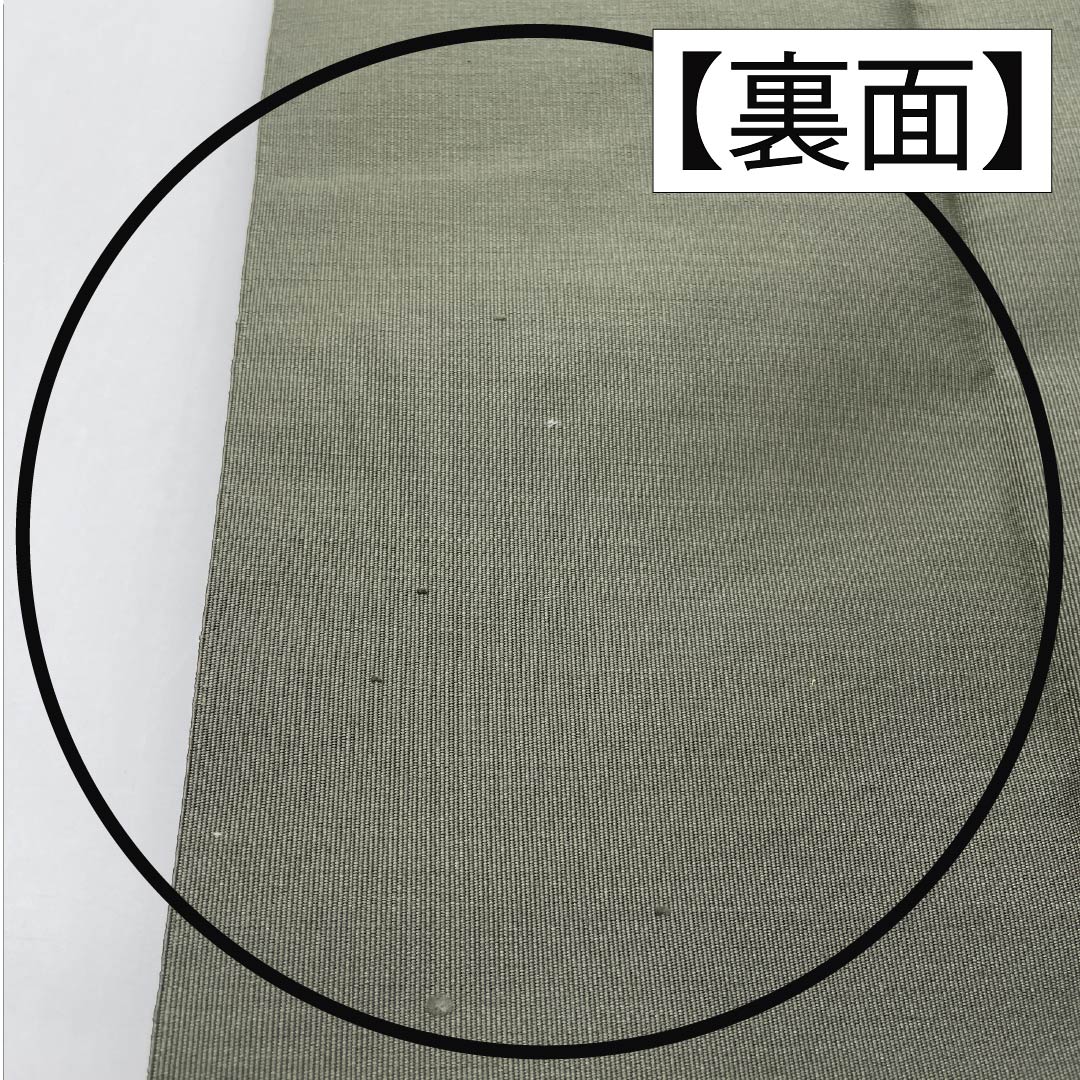 Nagoya Obi, Pure Silk, Grade A, Gray-Green (Haimidori-iro), Tapestry Weave, Classic Enso Pattern, Kiribame-style, 370cm Long, Pointed Pattern, Semi-Formal, Green, Item Number: 1124010563319, Pine Needle Style