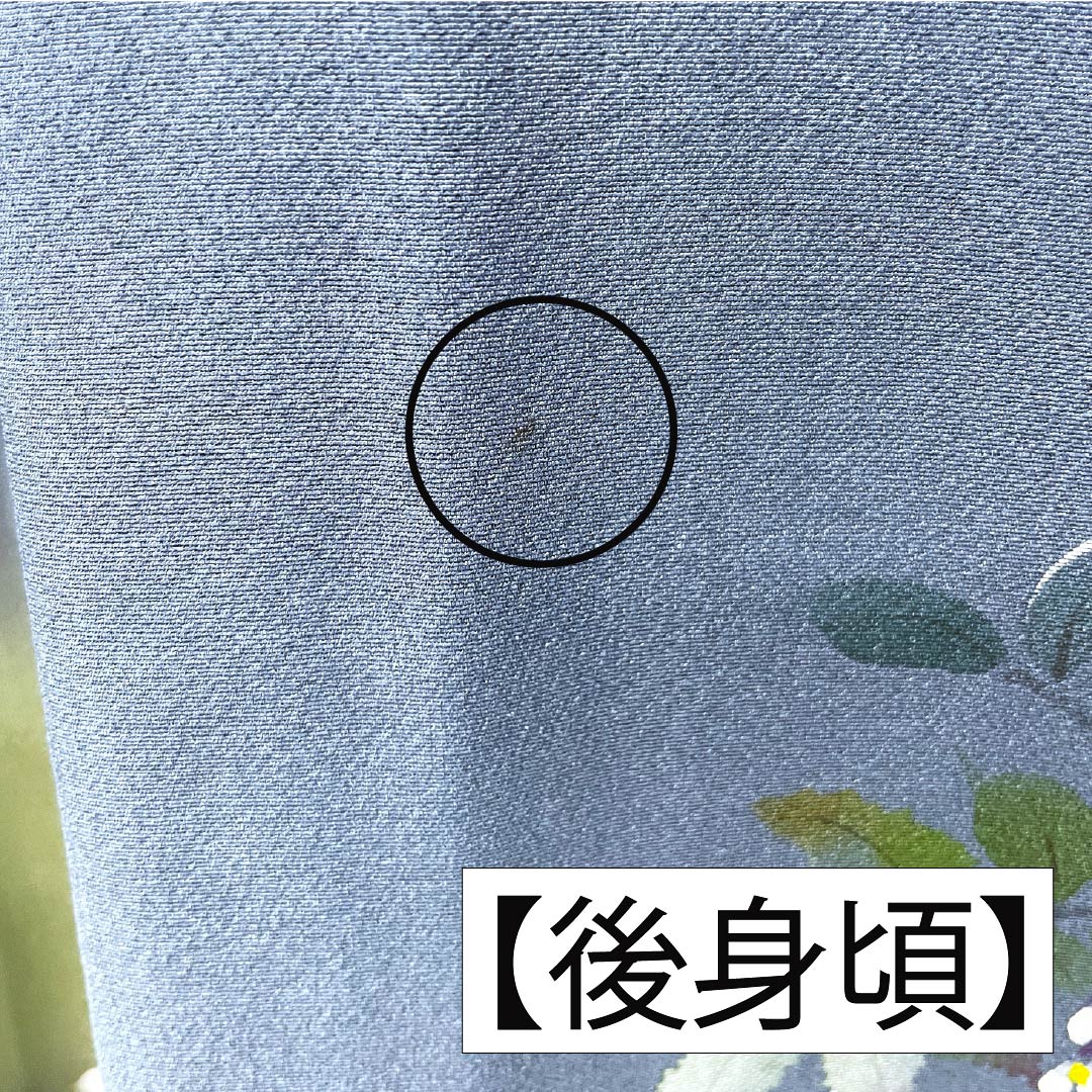 訪問着 正絹 Aランク 袷 身丈165.5cm 裄丈67cm 裏色(うらいろ) 京友禅 付下げ 草花 青系 1112006773517