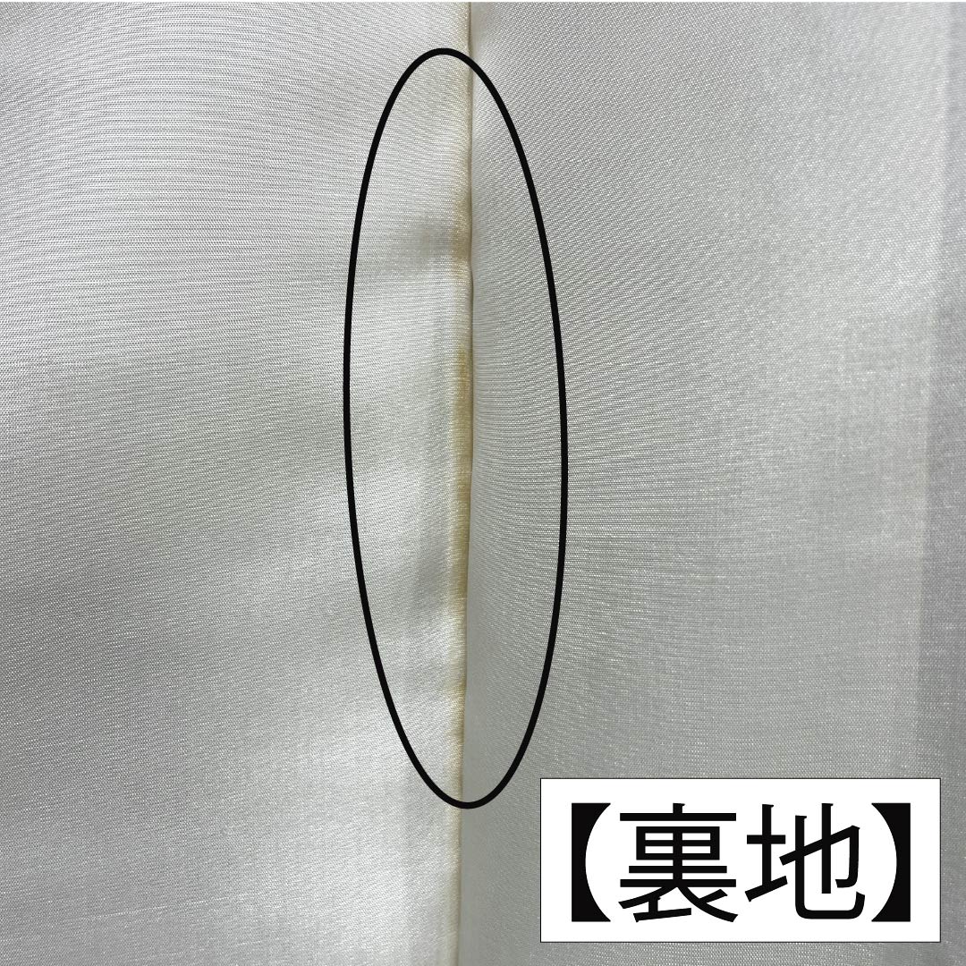 訪問着 正絹 Aランク 袷 身丈152cm 裄丈62cm 生成り色(きなりいろ) 白大島 100亀甲 縫い紋 丸に違い鷹の羽 古典柄 白系 1112006173211