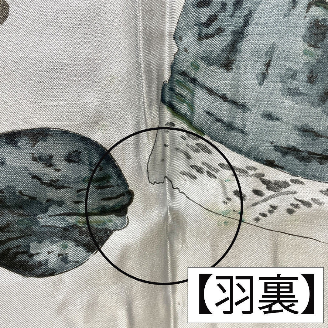 男物 正絹 Aランク 身丈141.5cm 裄丈70cm 濃紺色(のうこんいろ) 紬地 羽織紐付き アンサンブル 袷 紺系 1119001593418