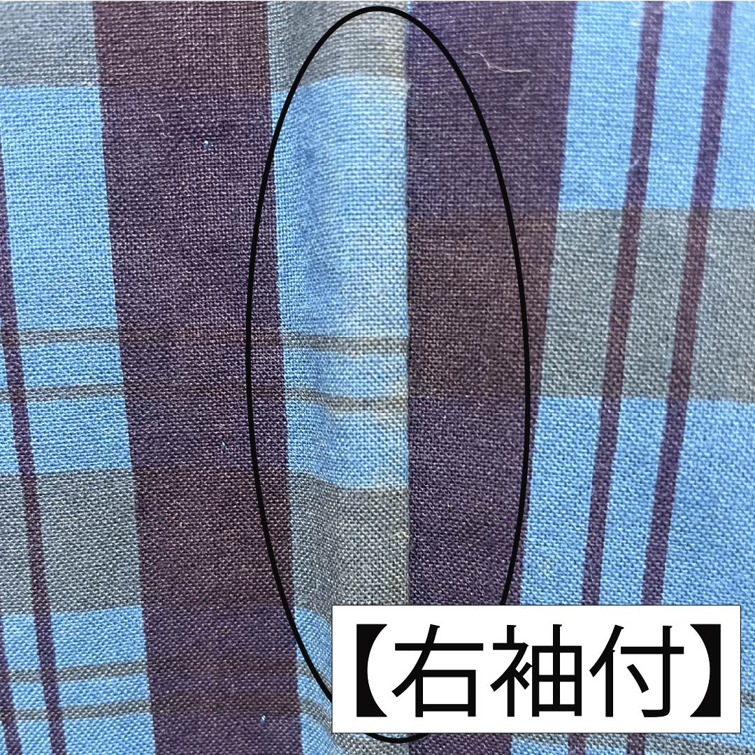 メンズ浴衣 木綿 Bランク 身丈142cm 裄丈68.5cm 青黛色(せいたいいろ) 格子 単衣 青系 1138000914417