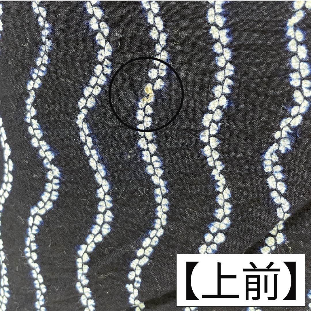 浴衣 木綿 身丈146cm 裄丈63.5cm Bランク 単衣 紺系 濃紺色(のうこんいろ) 有松絞り 抽象模様 居敷当て 1118006784118