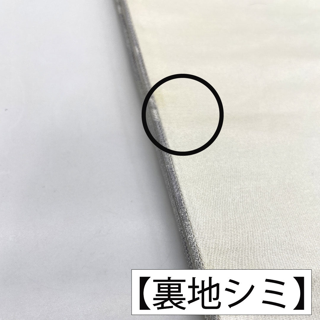 袋帯 正絹 Bランク 白銅色(はくどういろ) 西陣織 波涛鴛鴦 鶴 帯丈424cm 六通 フォーマル グレー系 1123016084322