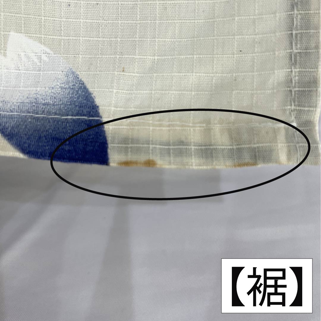 浴衣 木綿 身丈162cm 裄丈69cm Bランク 単衣 グラデーション系 生成り色(きなりいろ) 濃紺色(のうこんいろ) 市松模様 桜 1118005994499