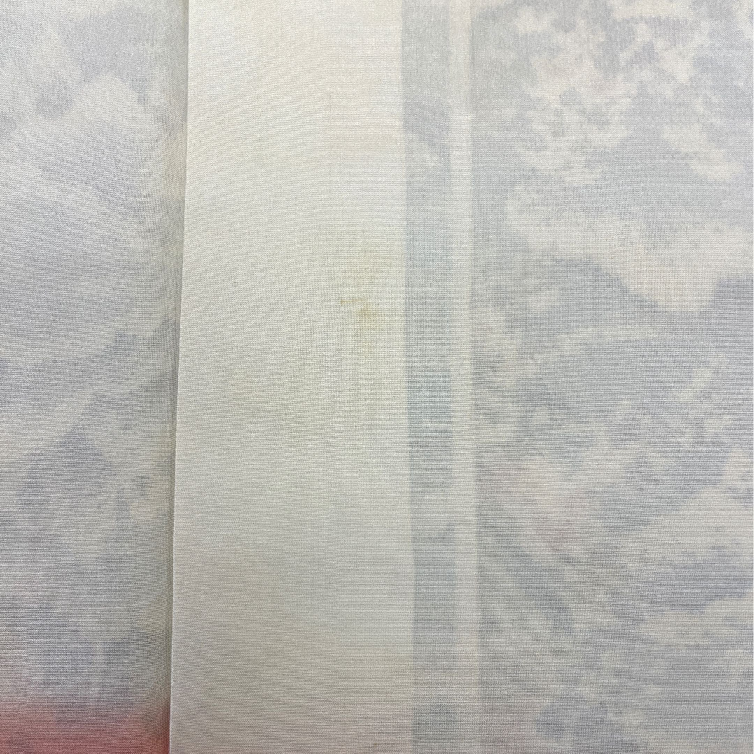 紬 身丈160cm 裄丈63cm あかね大島 風景画 正絹 Aランク 袷 クリーム系 1116000393315