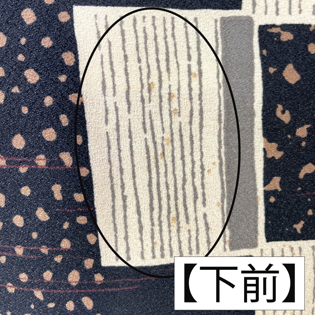 小紋 ポリエステル Bランク 身丈165.5cm 裄丈65.5cm 袷 ドット 市松 洗える着物 黒系 1115006754510