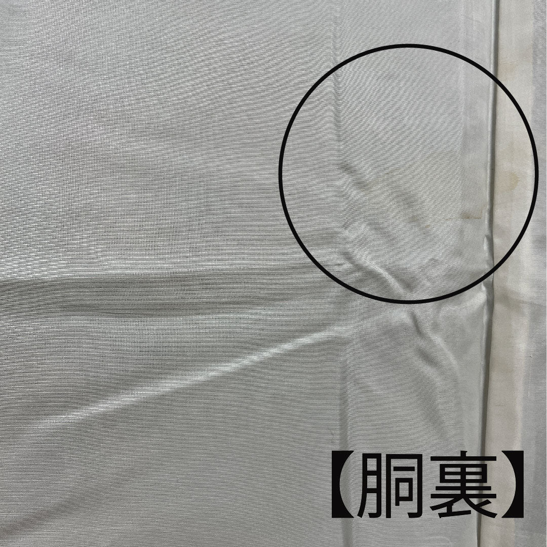 紬 身丈159cm 裄丈59cm 松葉色 花模様 正絹 Bランク 袷 緑系 1116001724319