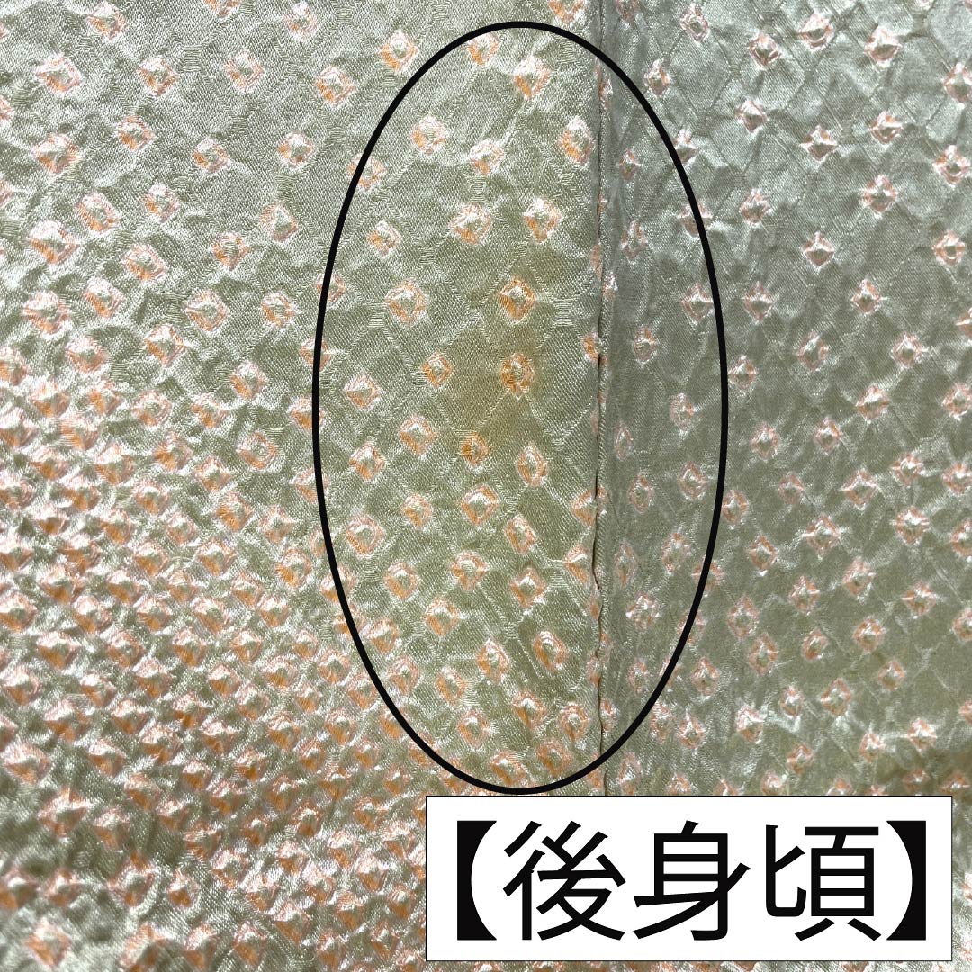 訪問着 正絹 Bランク 袷 身丈160.5cm 裄丈65.5cm 硫黄色(いおういろ) 総絞り 草花 緑系 1112007444419