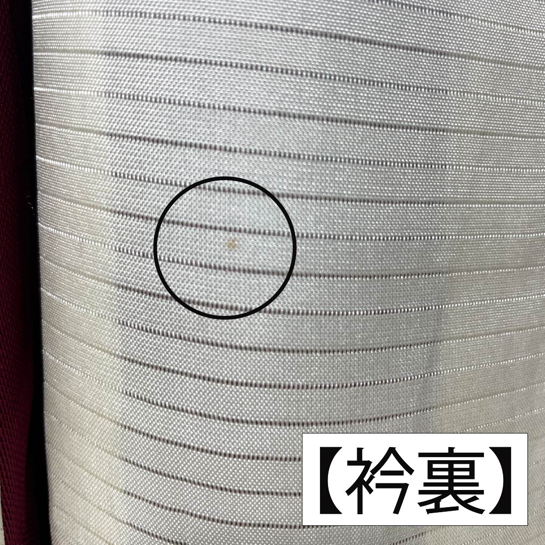 Summer pure silk tsumugi (pongee) kimono, length 159cm, sleeve length 64.5cm, crimson color, woven gauze pattern, checkered pattern, A rank, vermilion, 1132002763316