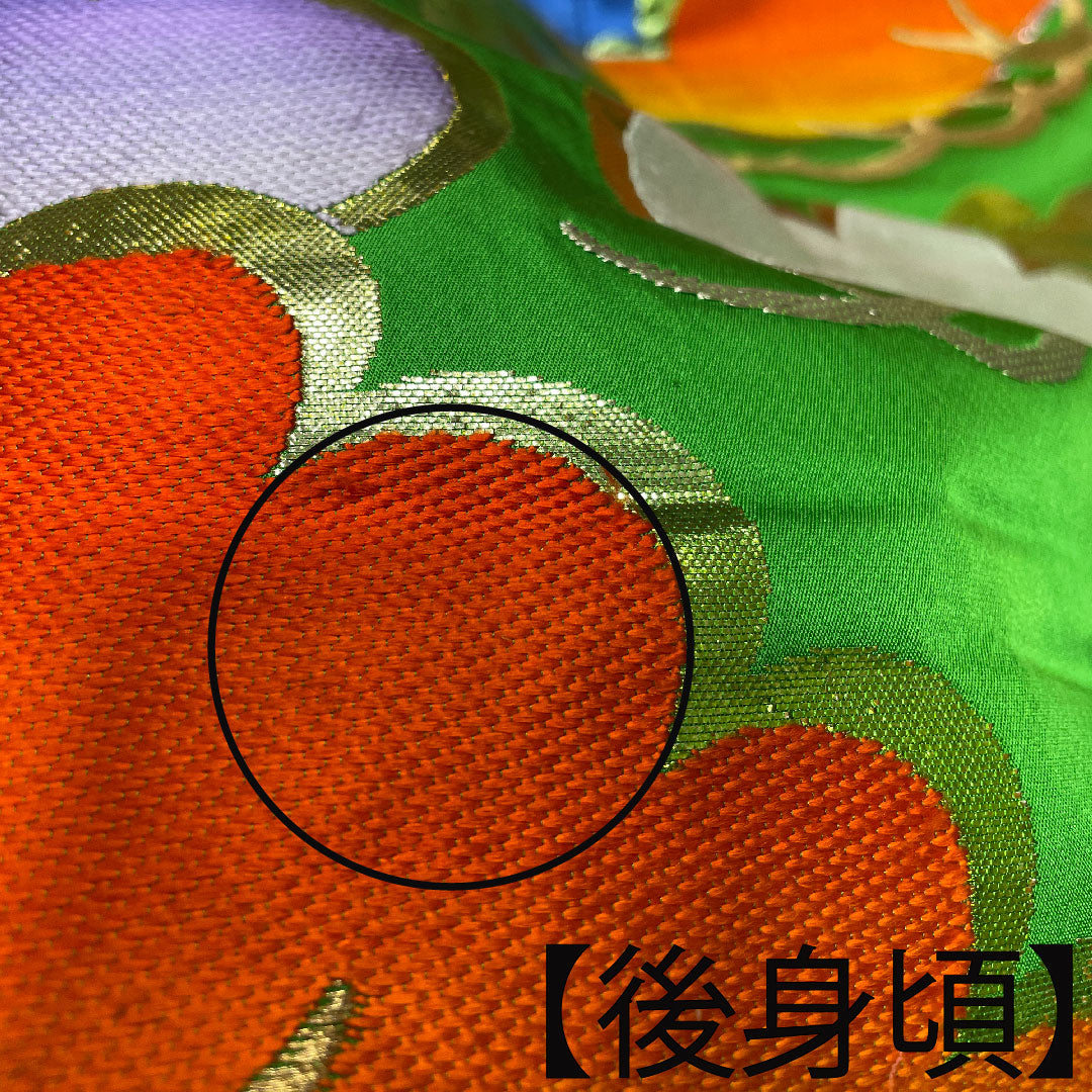 色打掛 正絹 身丈198cm 裄丈66.5cm 龍村謹製 桐箱入り 長襦袢セット 唐織 松 Aランク 袷 緑系 1110000613919