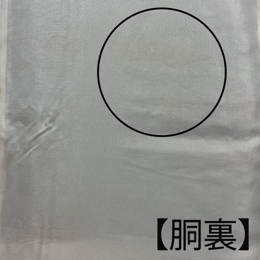 紬 身丈159cm 裄丈59cm 松葉色 花模様 正絹 Bランク 袷 緑系 1116001724319