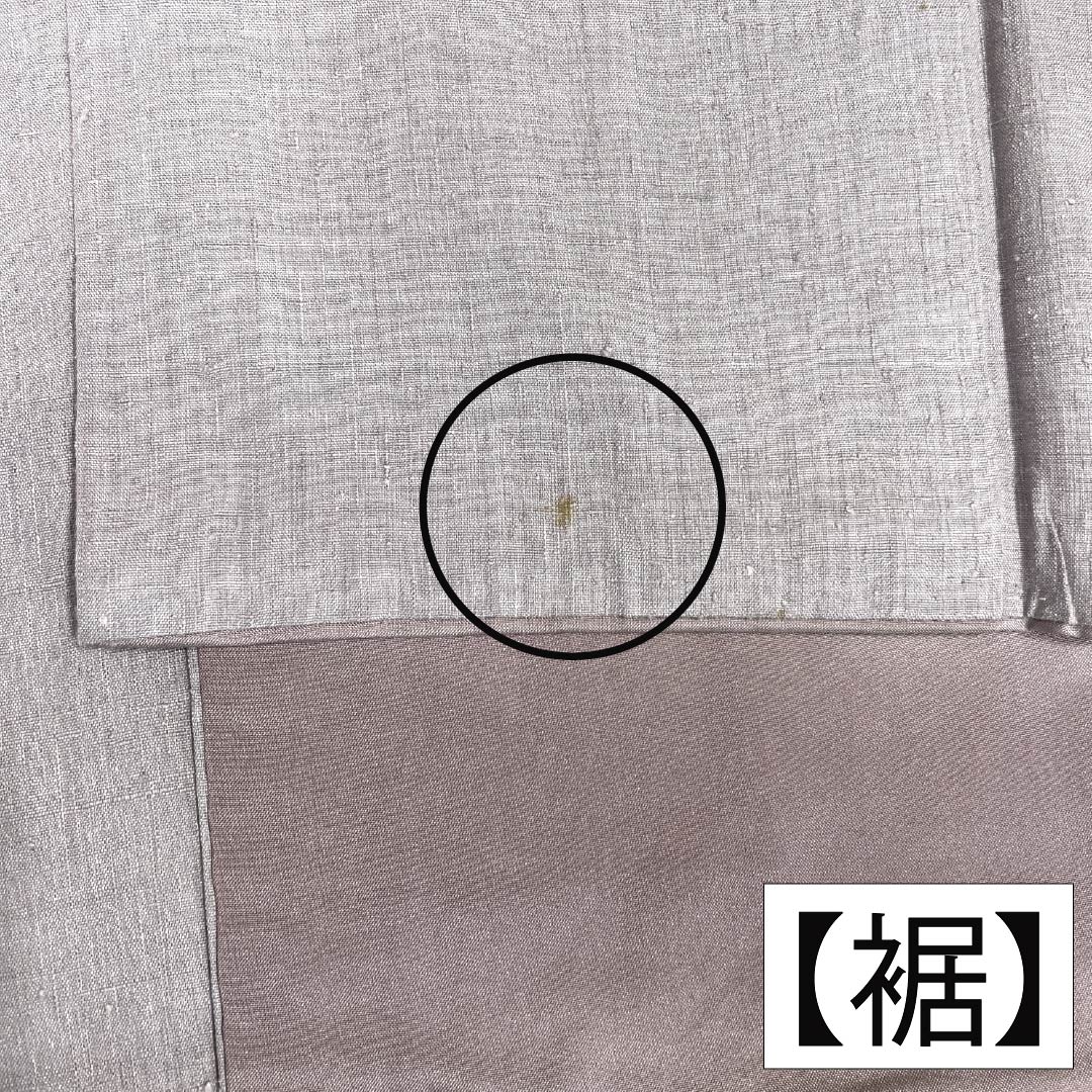 色無地 正絹 Aランク 身丈155.5cm 裄丈63cm 鈍紫色(にぶむらさきいろ) 一つ紋 蔦 真綿紬 袷 紫系 1114002673320