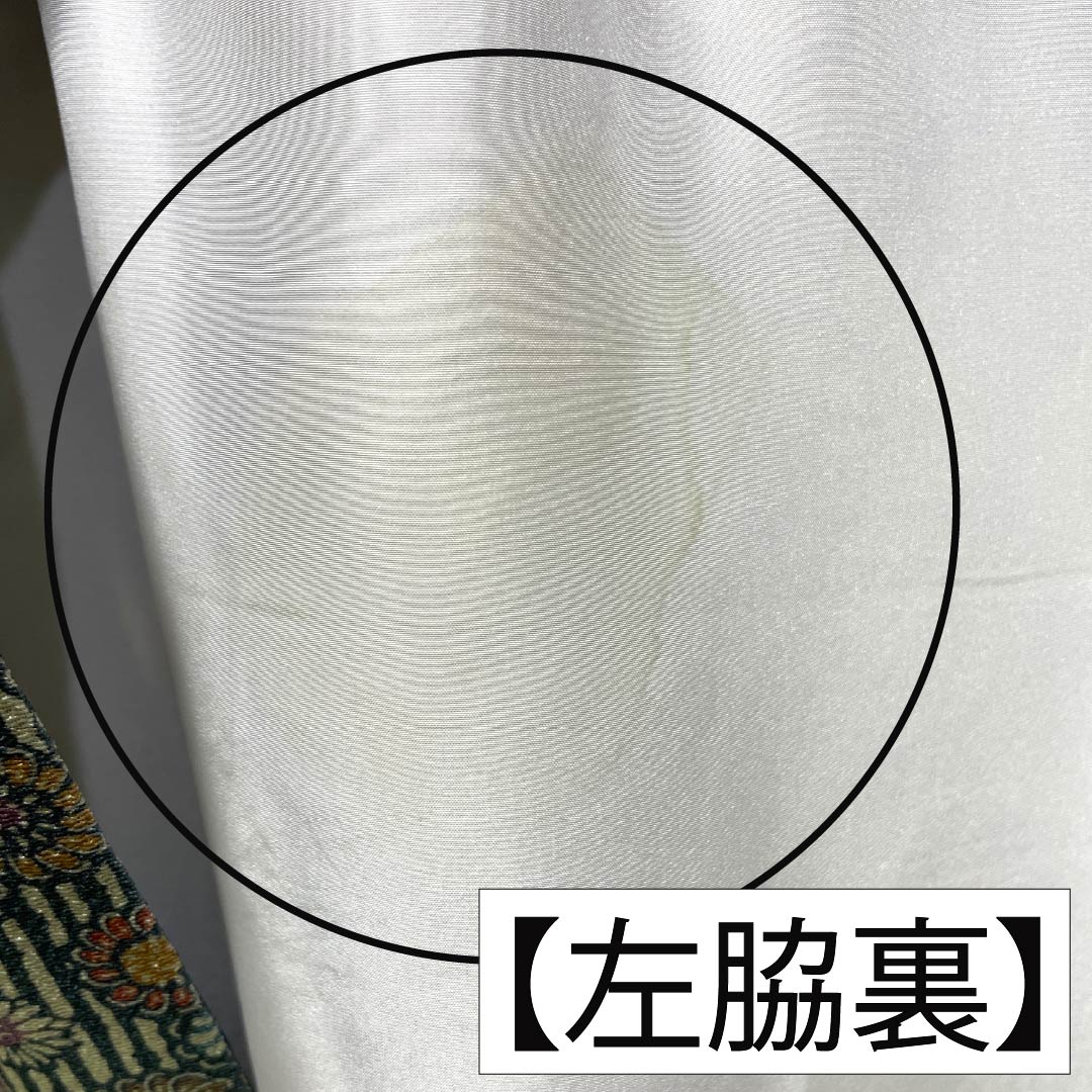 小紋 正絹 Aランク 身丈155.5cm 裄丈64cm 袷 鉄色(てついろ) 江戸小紋 南部幸雄 菊 割付文様 緑系 1115007243319