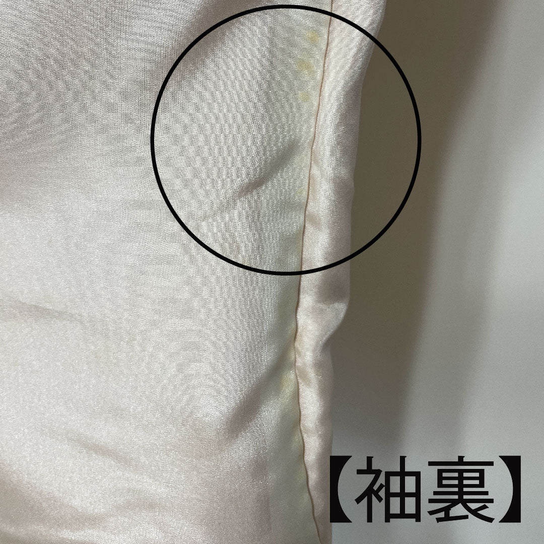小紋 身丈148cm 裄丈60cm 袷 江戸小紋 流水 鮫 人参色 正絹 Cランク 朱系 1115002145116