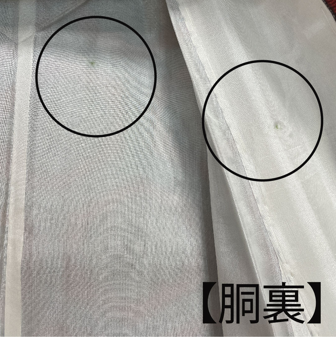 村山大島 身丈151.5cm 裄丈62cm 臙脂色 アンサンブル 亀甲に梅 正絹 Aランク 袷 赤系 1116001633212