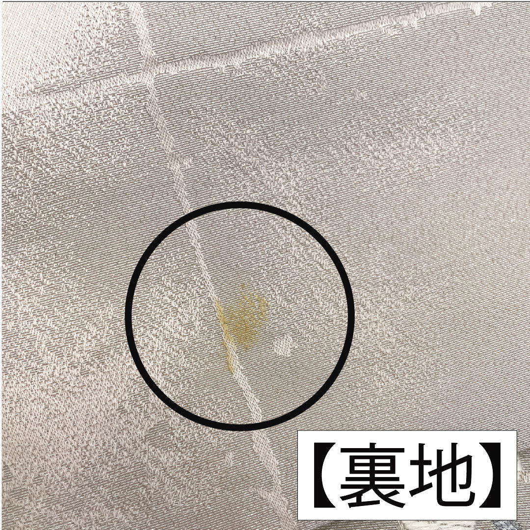 袋帯 ポリエステル Aランク 白茶色(しらちゃいろ) 梅 帯丈426cm 六通 フォーマル ピンク系 1123016053313