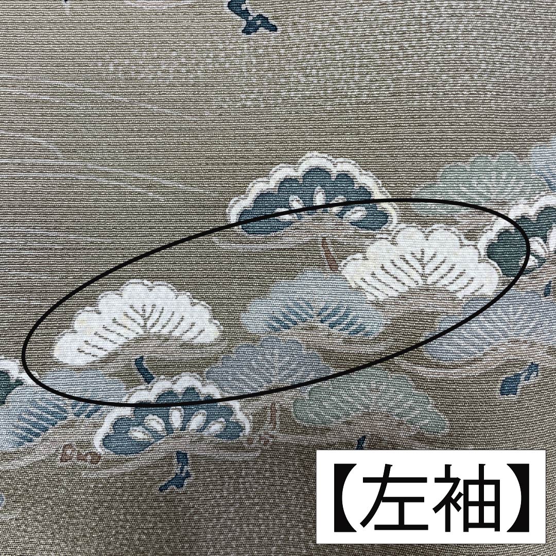 Visiting Kimono, Pure Silk, Grade A, Lined, Length 157.5cm, Sleeve Length 62.5cm, Rikyu White Brown (Rikyu Shirachairo), Kyoto Yuzen, Ivy, Single Crest, Artist's Work, Landscape Pattern, Green, Product Number: 1112007073319