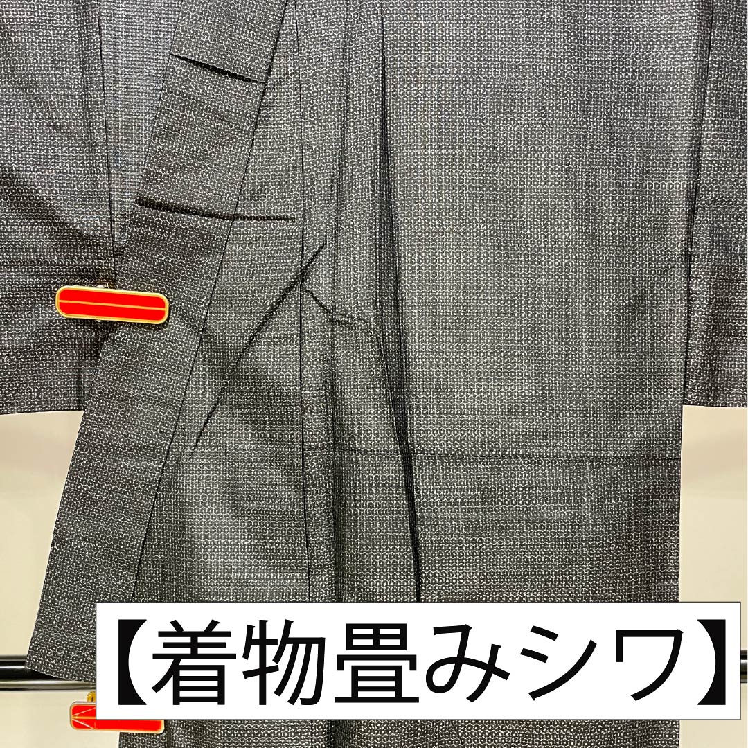 Men's Pure Silk A-Rank Kimono, Length 139cm, Sleeve Length 67.5cm, Oshima Tsumugi 100 Tortoiseshell Weave, Lined, Gray, with Basting Threads, Product Number: 1119001793322