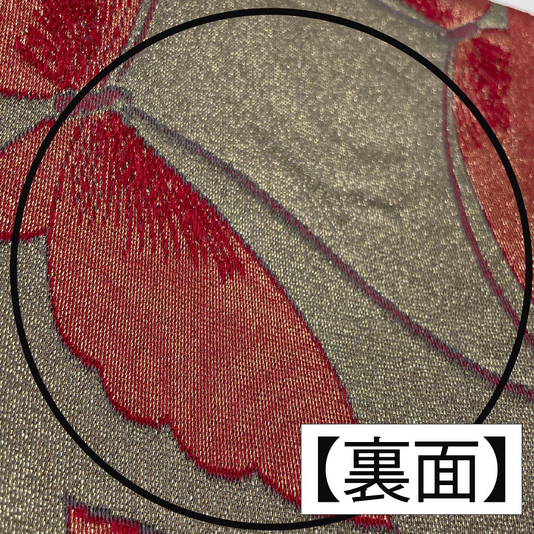 半幅帯 ポリエステル ワインレッド色 蝶 帯丈344cm 紫系 Aランク 1125001743320