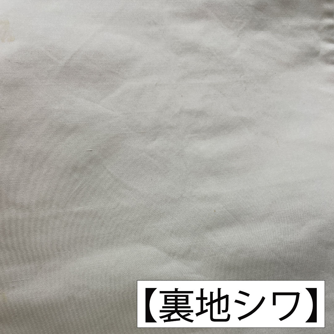 袋帯 正絹 Bランク 白銅色(はくどういろ) 西陣織 波涛鴛鴦 鶴 帯丈424cm 六通 フォーマル グレー系 1123016084322