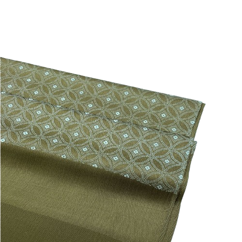 (新古品)帯揚げ 正絹 NEWランク セミフォーマル 橄欖色(かんらんしょく) 古典柄 七宝つなぎ 長さ約180cm 幅約30cm 緑系 1136001651919