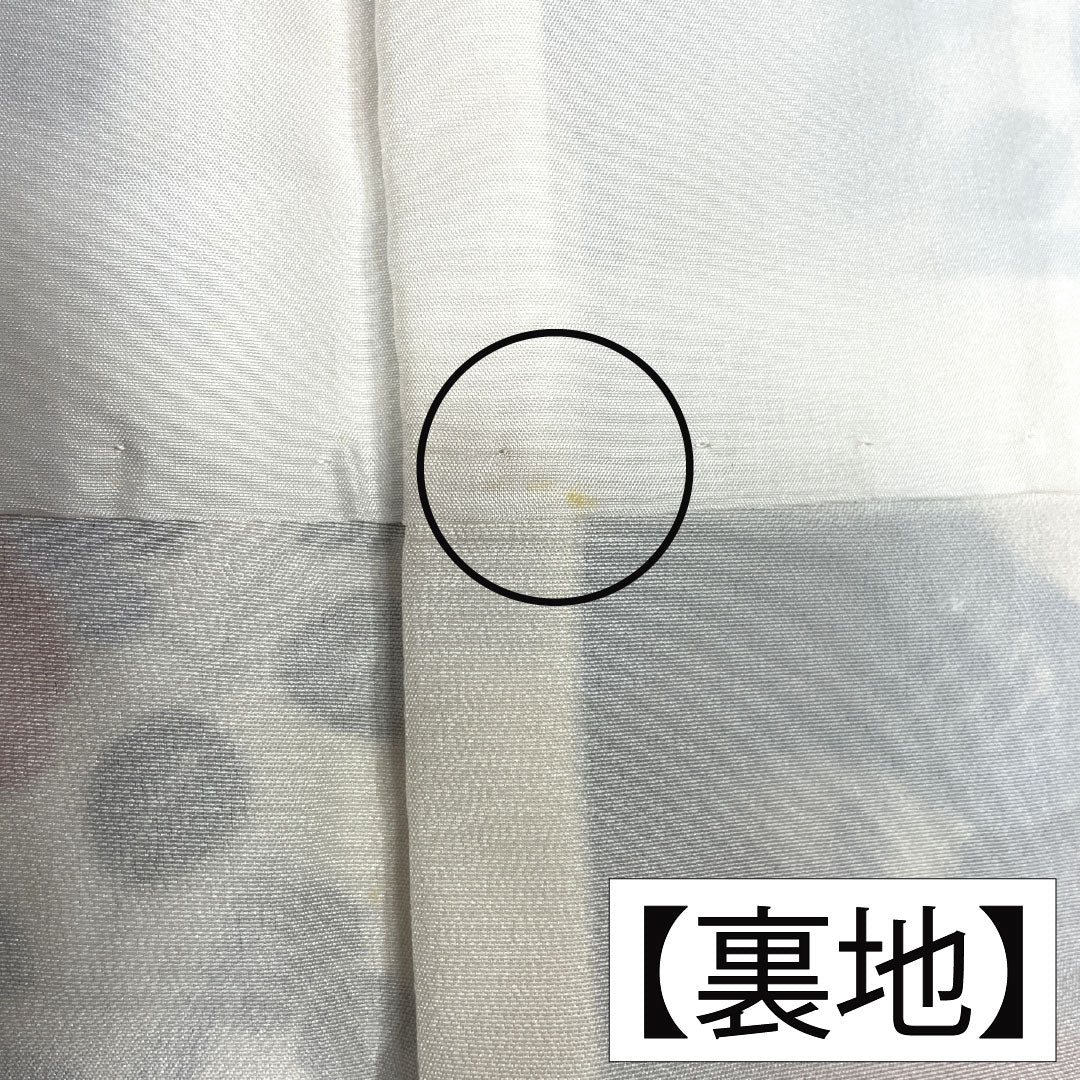 小紋 正絹 Sランク 身丈161cm 裄丈63cm 袷 京紅型 菊 萩 松 しつけ糸付き 白系 1115007602411