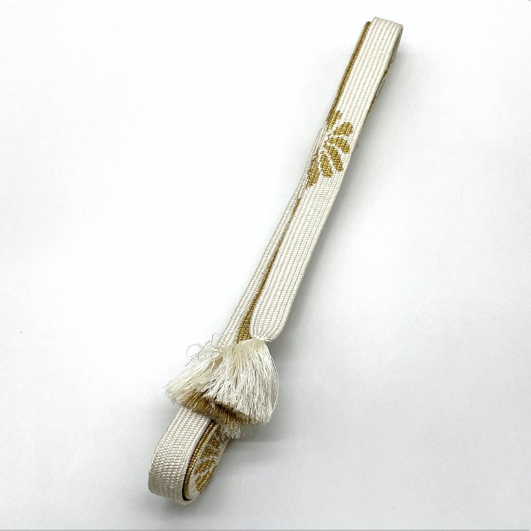 帯締め 正絹 Sランク 白金 平組 長さ約156cm 幅約1.5cm 留袖用 白系 1135006182311