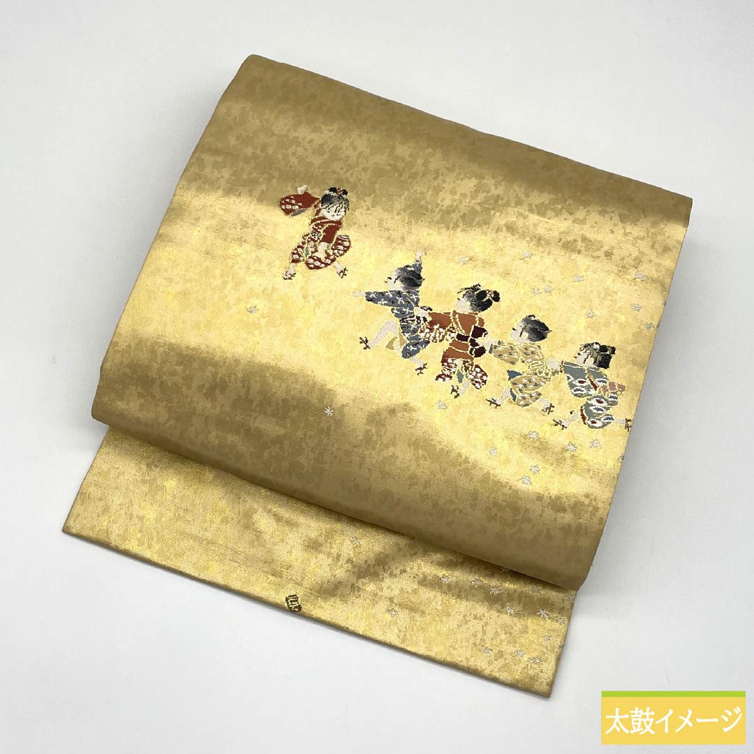 リサイクル着物】名古屋帯 正絹 Sランク 童 西陣織 引箔 帯丈362cm