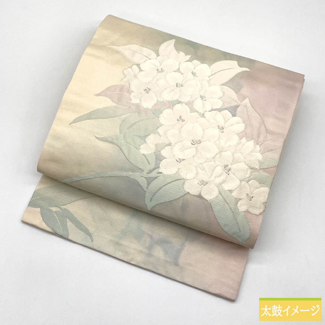 名古屋帯 正絹 Aランク ハナミズキ ふくれ織 帯丈352cm ポイント柄 カジュアル グラデーション系 1124010113399 名古屋仕立て