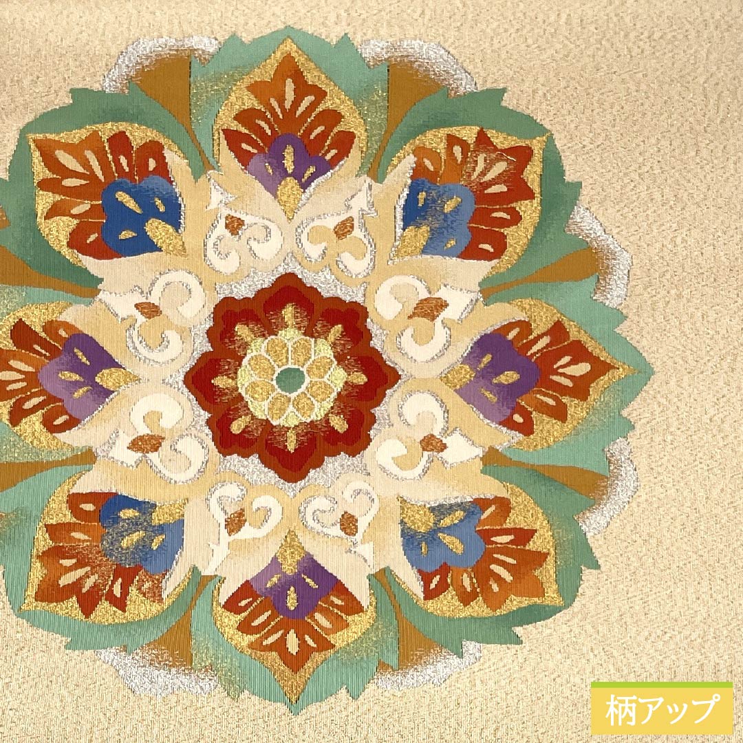 名古屋帯 正絹 Sランク 華文 綴れ織 帯丈358cm ポイント柄 フォーマル 金系 1124010032321 松葉仕立て