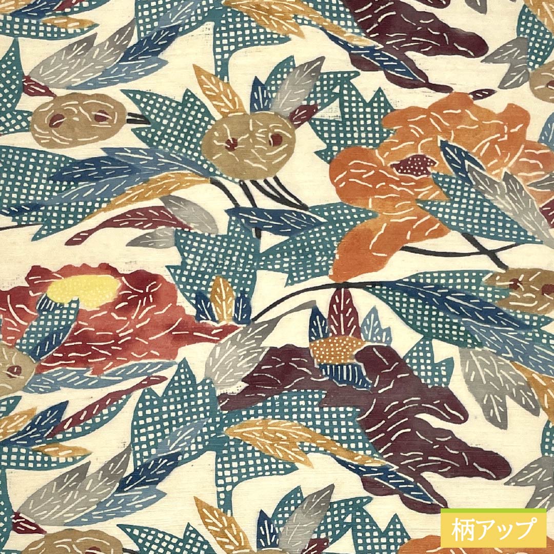 名古屋帯 正絹 Bランク 乳白色(にゅうはくしょく) 京紅型 染め帯 草花模様 帯丈349cm 六通 カジュアル クリーム系 1124009934315 名古屋仕立て