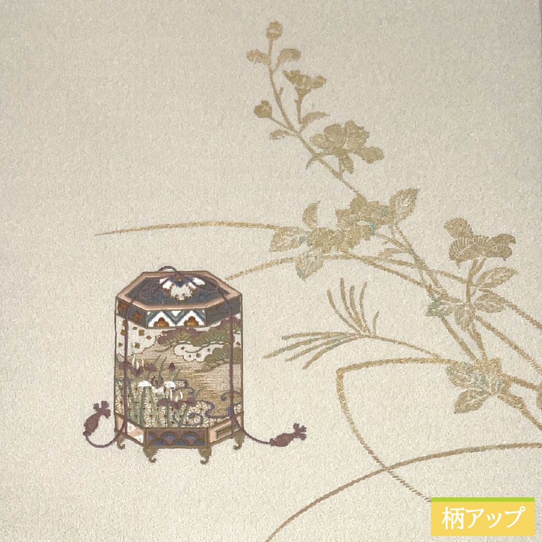 名古屋帯 正絹 Aランク 貝桶 綴れ織 刺繍 帯丈371cm ポイント柄 セミフォーマル 銀系 1124010293322 名古屋仕立て