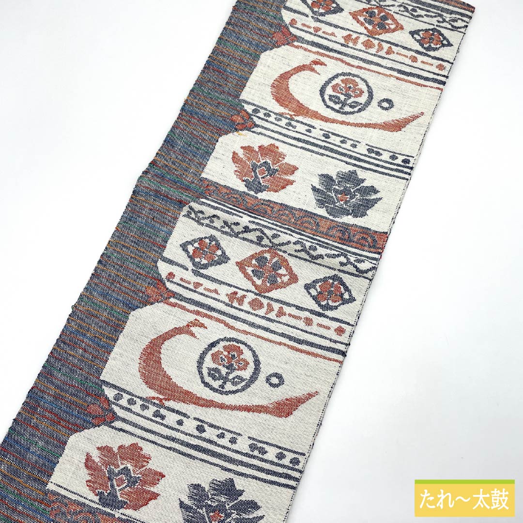 名古屋帯 正絹 Sランク 岡文織物 西陣織 抽象模様 証紙番号172 帯丈352cm 六通 カジュアル 白系 1124010182311 名古屋仕立て