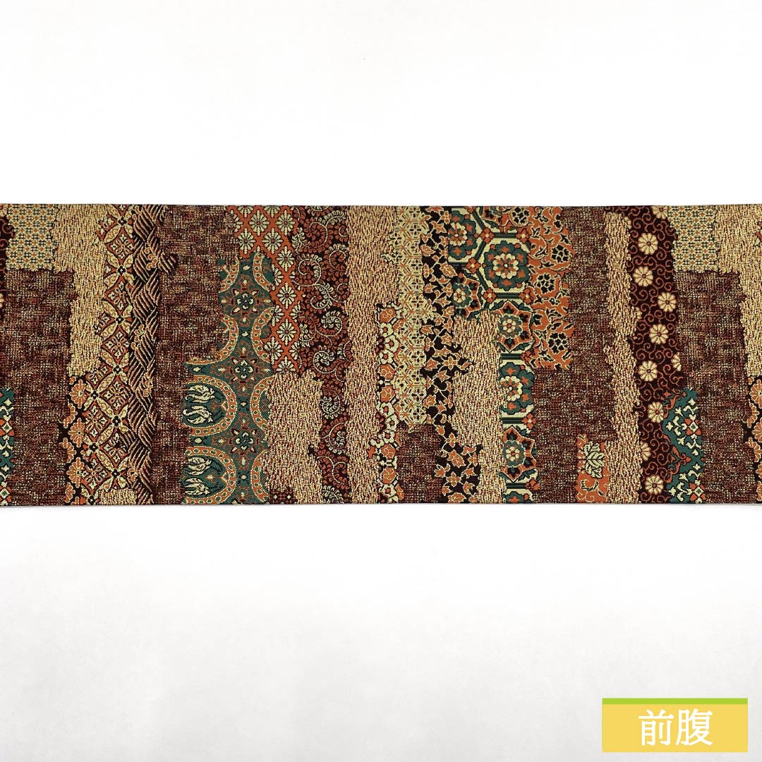 名古屋帯 正絹 Sランク 萬葉 紹巴織 山喜織物 変り横段 帯丈351cm 全通 カジュアル グラデーション系 1124010082399 名古屋仕立て