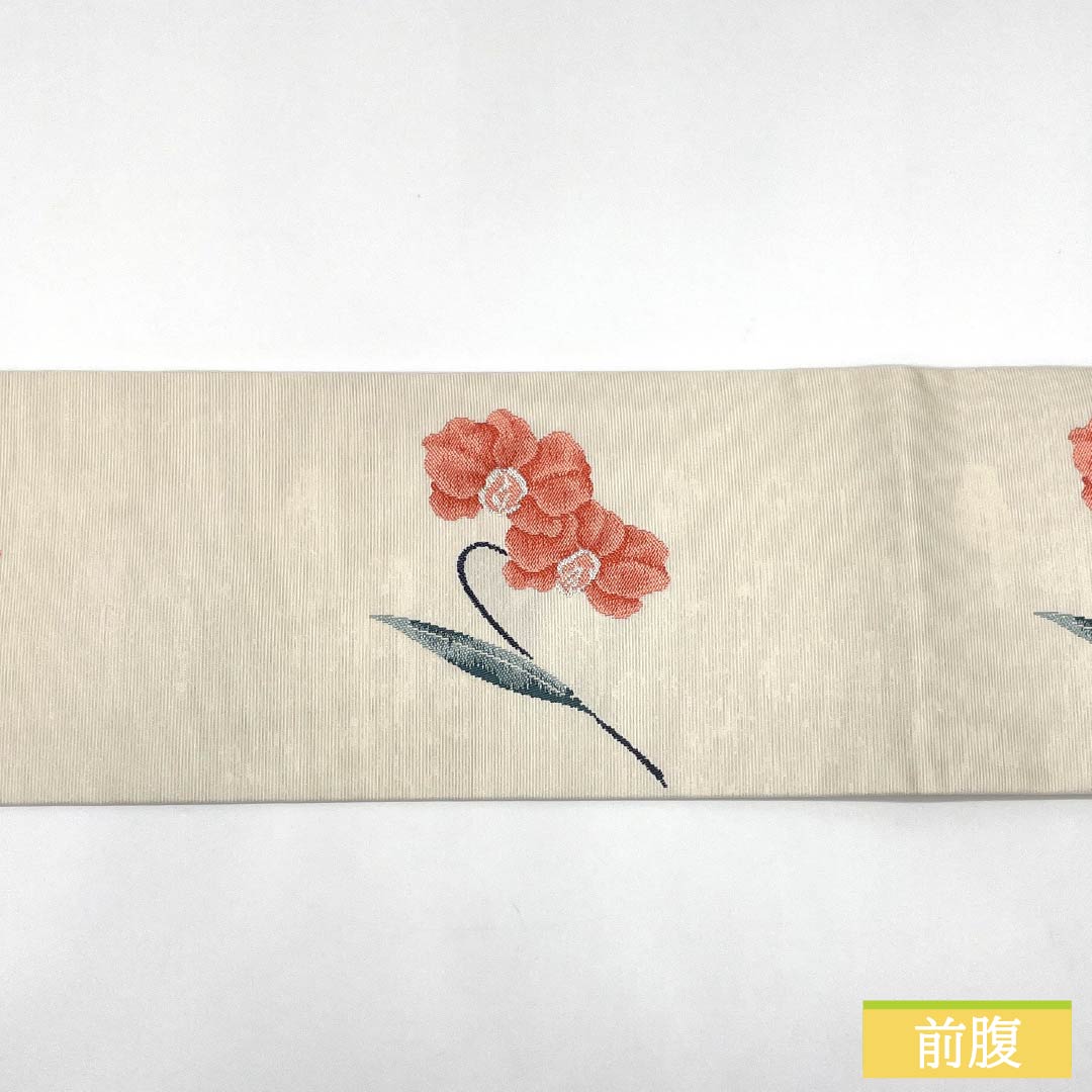 名古屋帯 正絹 Sランク 胡蝶蘭 西陣織 引箔 帯丈354cm ポイント柄 セミフォーマル 銀系 1124010392322 名古屋仕立て