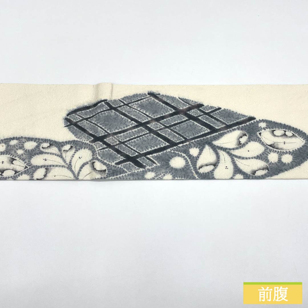 名古屋帯 正絹 Aランク 辻ヶ花 染め帯 作家物 帯丈388cm ポイント柄 カジュアル クリーム系 1124010353415 名古屋仕立て