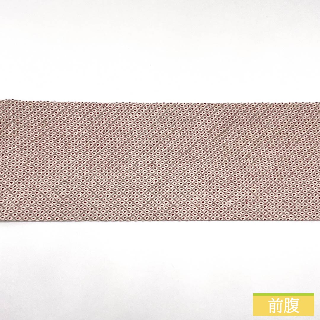 名古屋帯 正絹 Sランク 白橡色(しろつるばみいろ) 総絞り 鹿の子絞り 染め帯 帯丈333cm 全通 カジュアル ベージュ系 1124010252325 名古屋仕立て