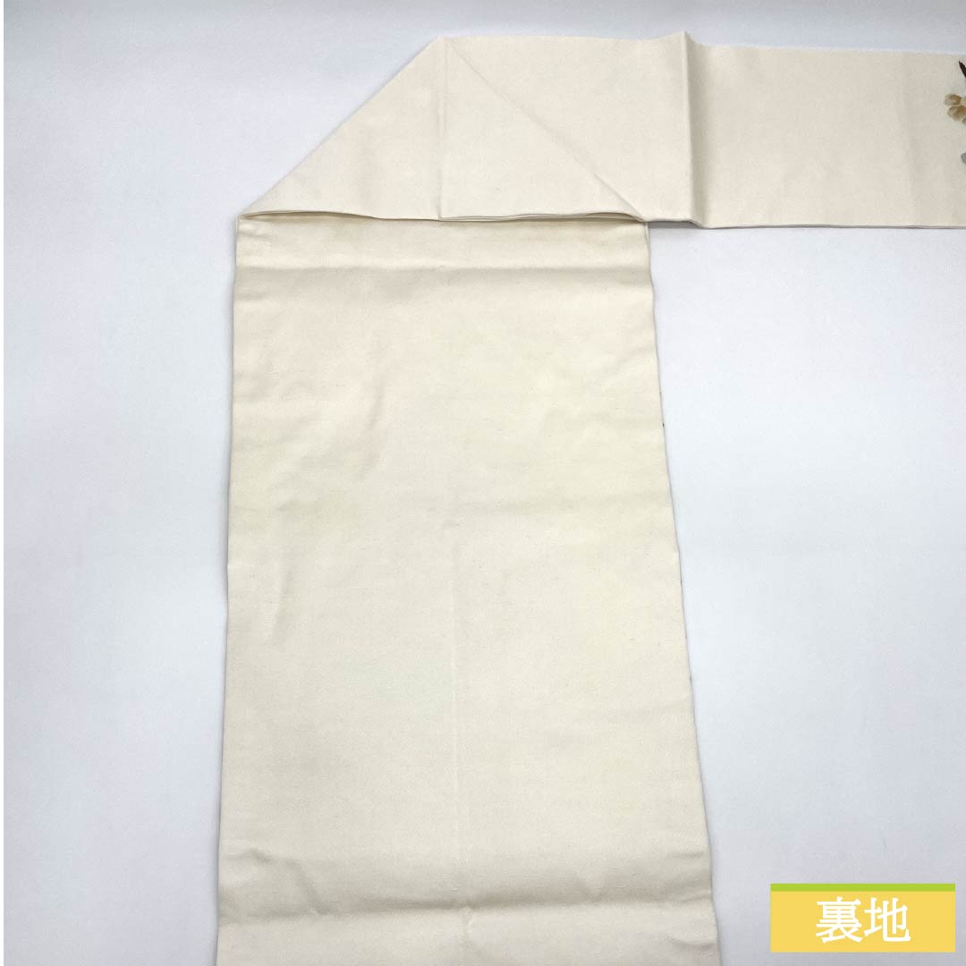 名古屋帯 正絹 Aランク 山茶花 西陣織 紬地 帯丈363cm ポイント柄 カジュアル 白系 1124010153311 名古屋仕立て