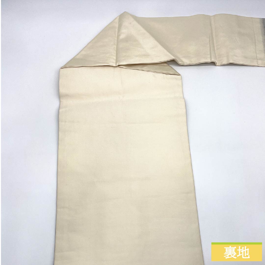 名古屋帯 正絹 Aランク 菊 西陣織 帯丈355cm ポイント柄 セミフォーマル 銀系 1124010343322 名古屋仕立て